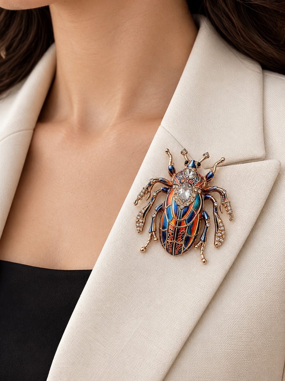Multicolor Enamel Beetle Brooch Pin - Women Jewelry